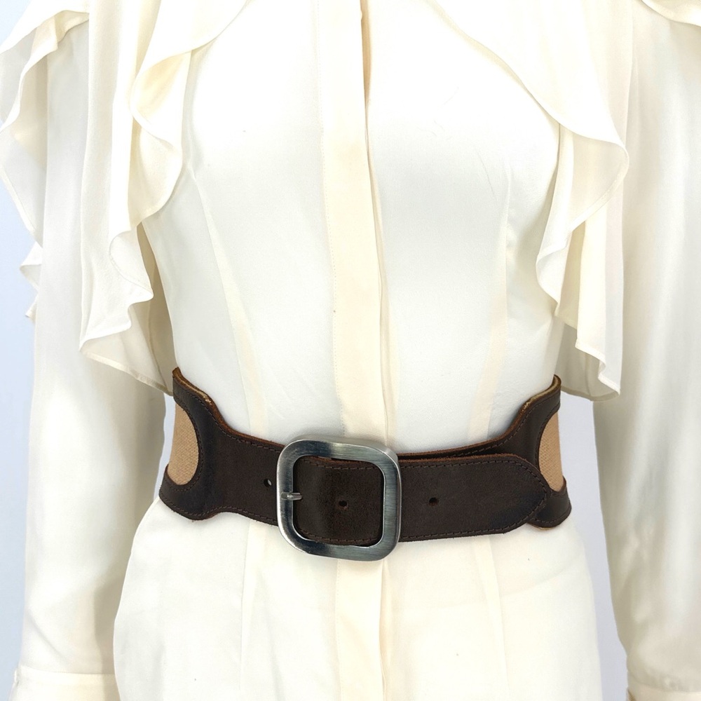 United Colors of Benetton Leather/Elastic Waist Belt, Made in Italy, Size S
